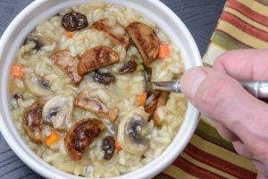 Sausage, Mushroom and Raisin Risotto by Your Allergy Chefs