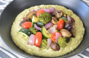 Cauliflower Polenta with Maple-Balsamic Roasted Vegetables