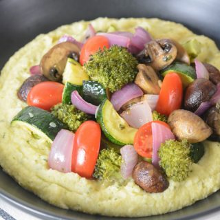 Cauliflower Polenta with Maple-Balsamic Roasted Vegetables