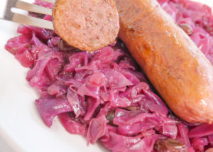 German Red Cabbage with brats