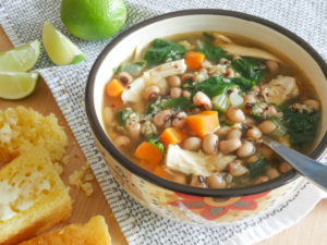 Allergy friendly chicken, quinoa and black eyed peas soup recipe