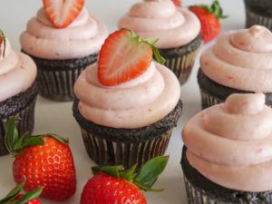 Chocolate Cupcake with Strawberry Frosting