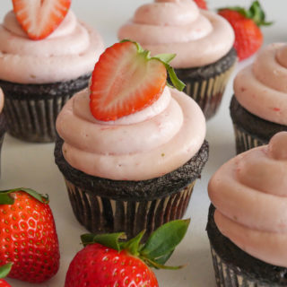 Chocolate Cupcake with Strawberry Frosting