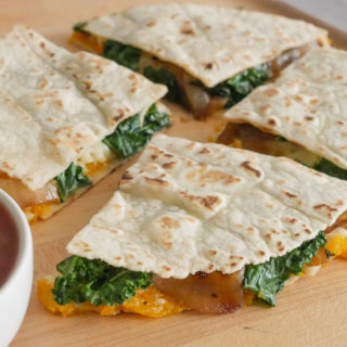 Butternut Squash Green Chili and Kale Quesadilla