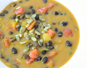 allergen free pumpkin and black bean soup