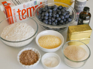 mise en place for blueberry poundcake