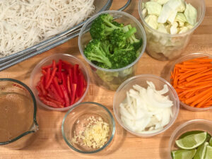 mise en place for Pad Thai