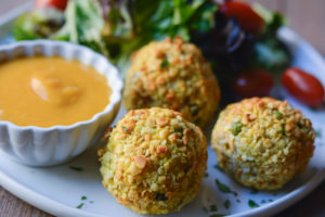 gluten free and vegan potato and pea croquettes